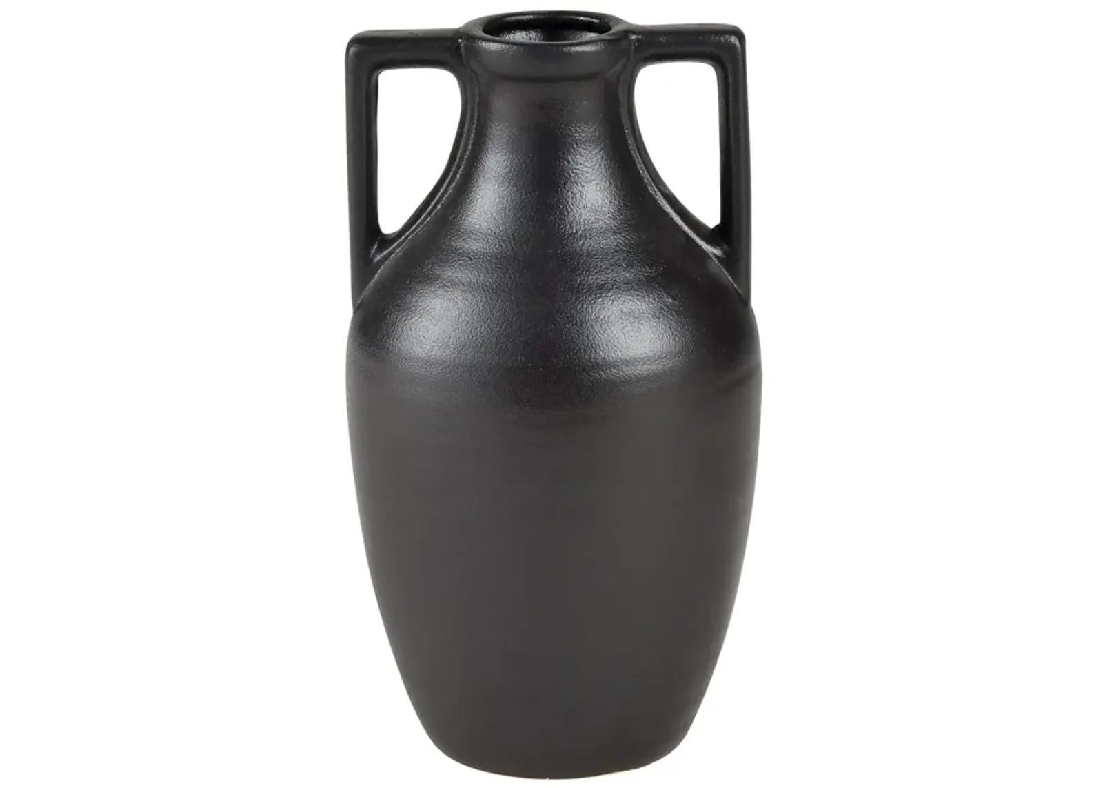 Small Black Ceramic Handled Vase 6"W x 11"H