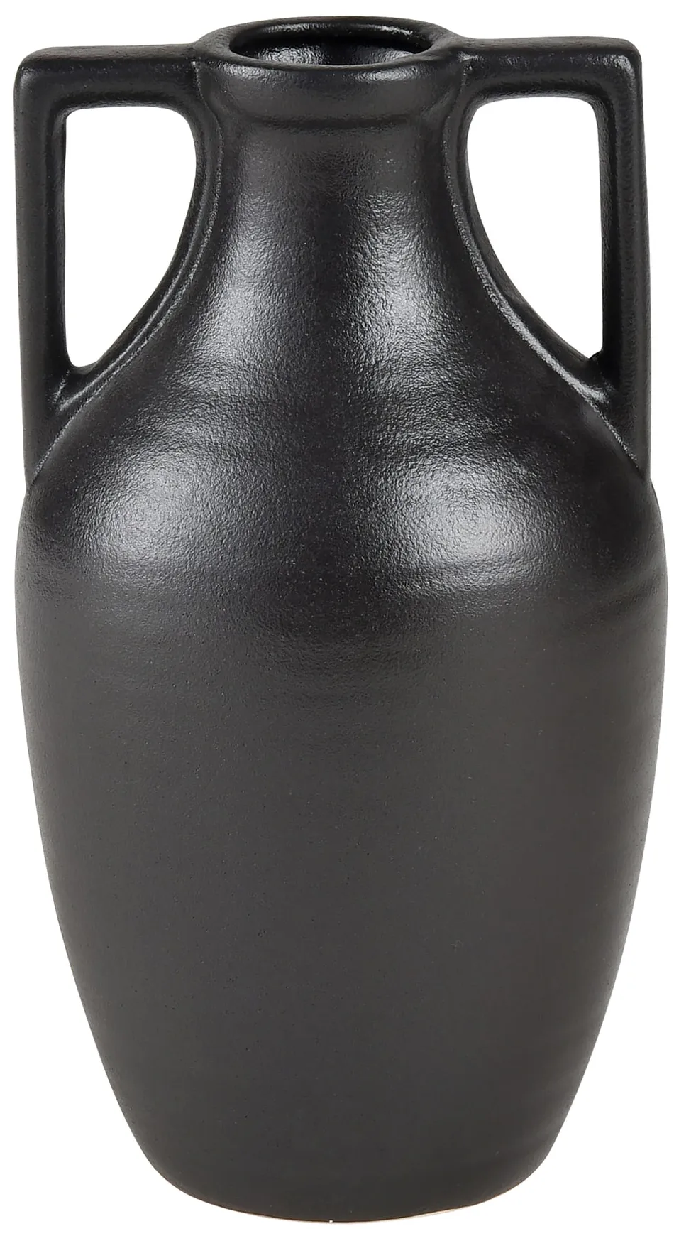 Small Black Ceramic Handled Vase 6"W x 11"H