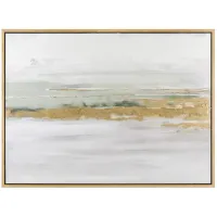 Green, Grey, and Gold Abstract Framed Art 48"W x 36"H