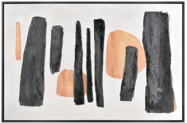 Black and Yellow Abstract Framed Art 71"W x 47"H