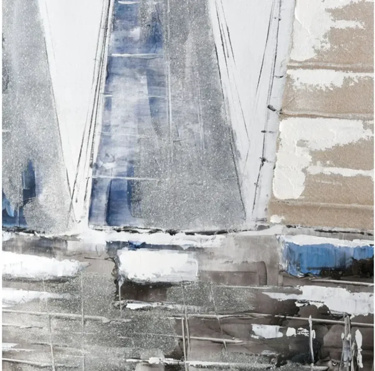 Blue and Grey Sailboats Framed Wall Art 40"W x 40"H