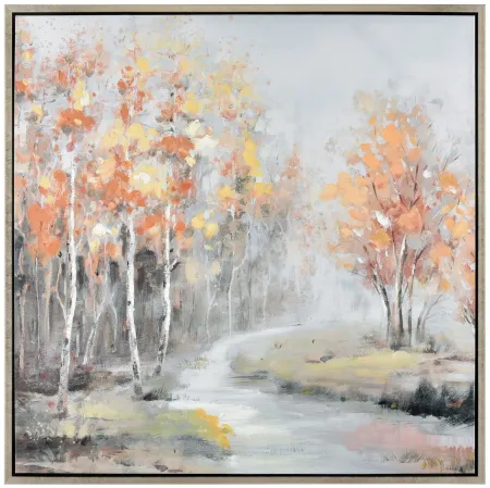 Orange and Yellow Forest Framed Wall Art 39"W x 39"H