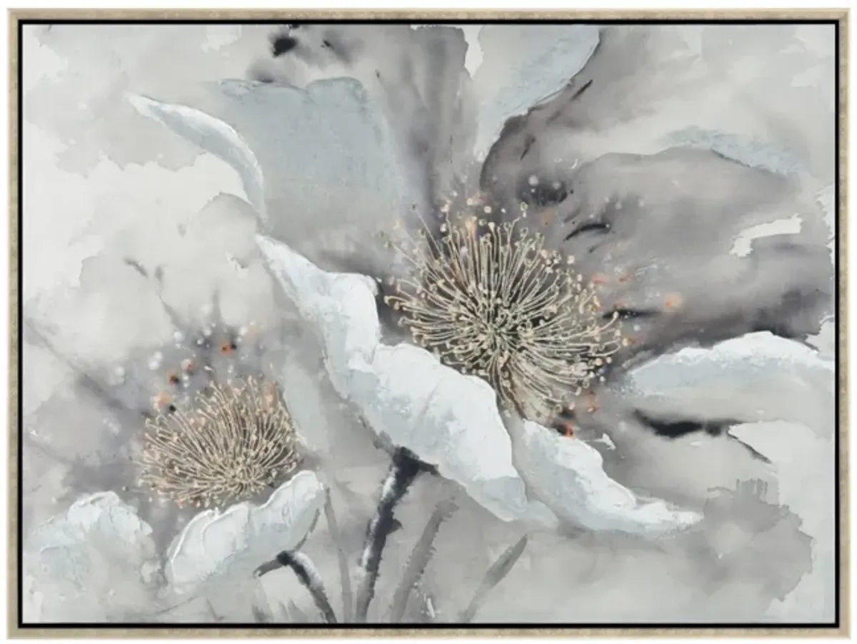 Grey Blooms Framed Wall Art 47"W x 35"H