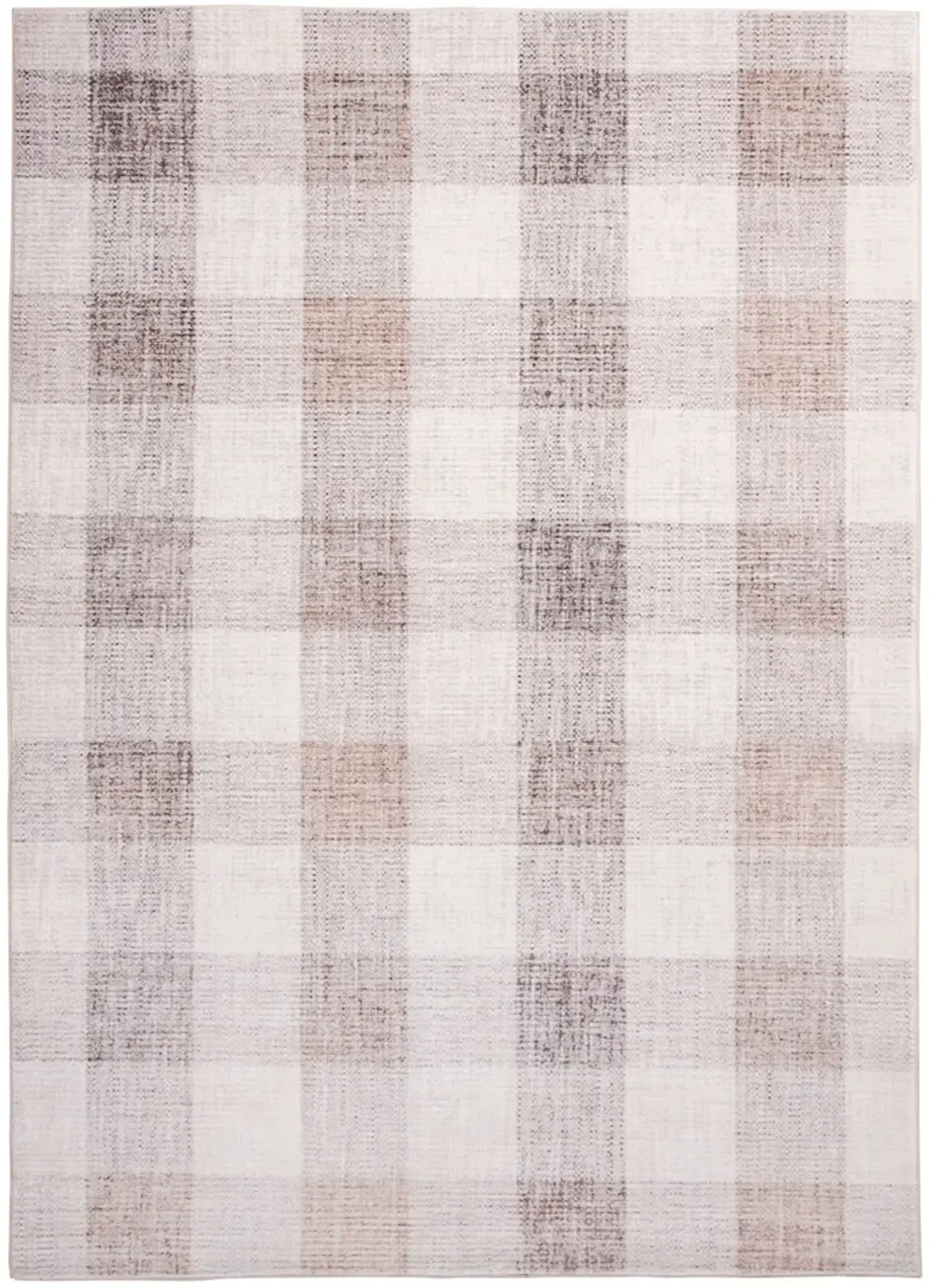 Beveren Multi/Tan/Brown/Cream Plaid Area Rug 5'W x 7'L