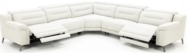 Helio 5-Pc. Power Headrest Reclining Modular In Oyster With 2 Reclining Seats