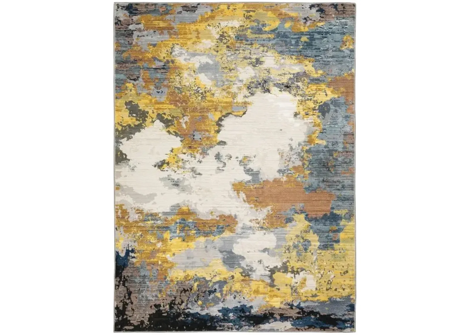 Caravan Yellow/Blue Abstract Area Rug 5'3"W x 7'6"L