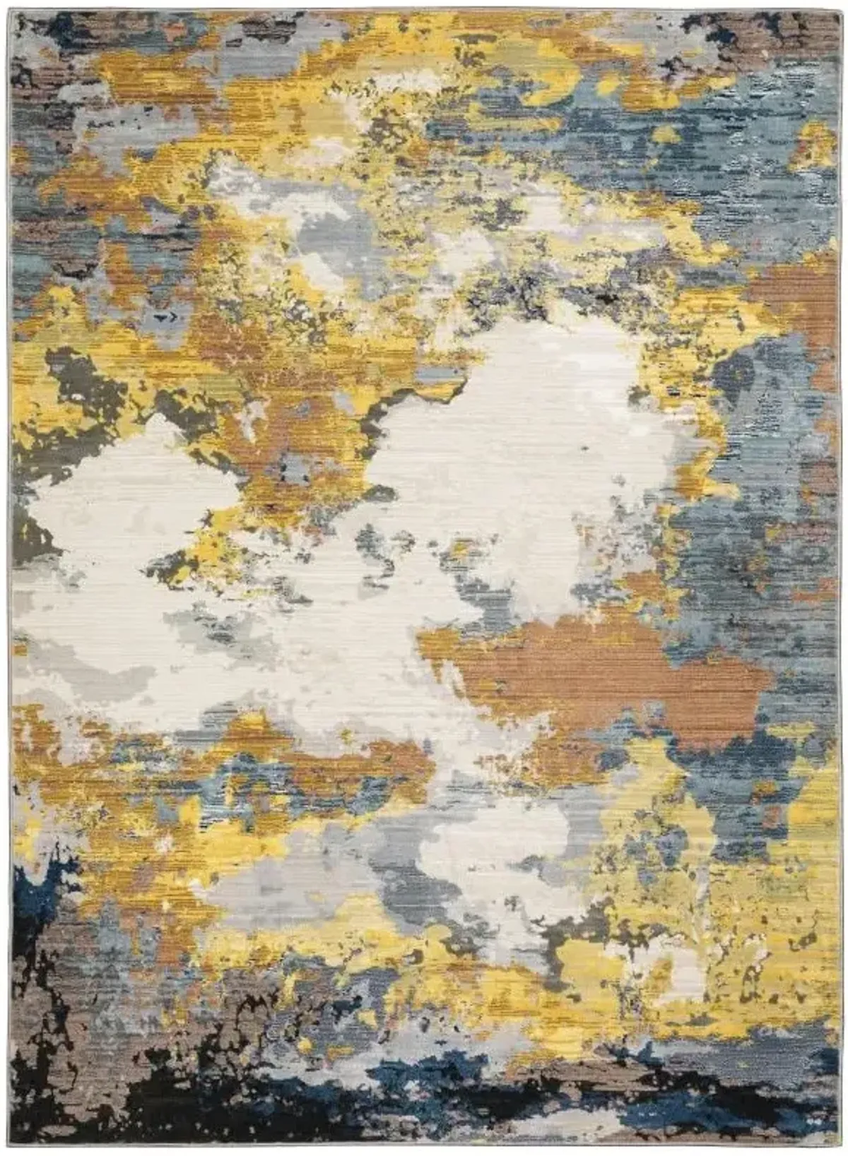 Caravan Yellow/Blue Abstract Area Rug 5'3"W x 7'6"L