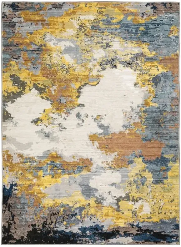 Caravan Yellow/Blue Abstract Area Rug 7'10"W x 10'10"L