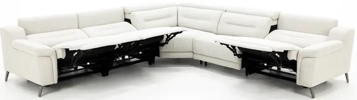 Helio 5-Pc. Power Headrest Reclining Modular In Oyster With 3 Reclining Seats