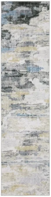 Malibu Ivory/Grey Abstract Area Rug Runner 2'W x 8'L