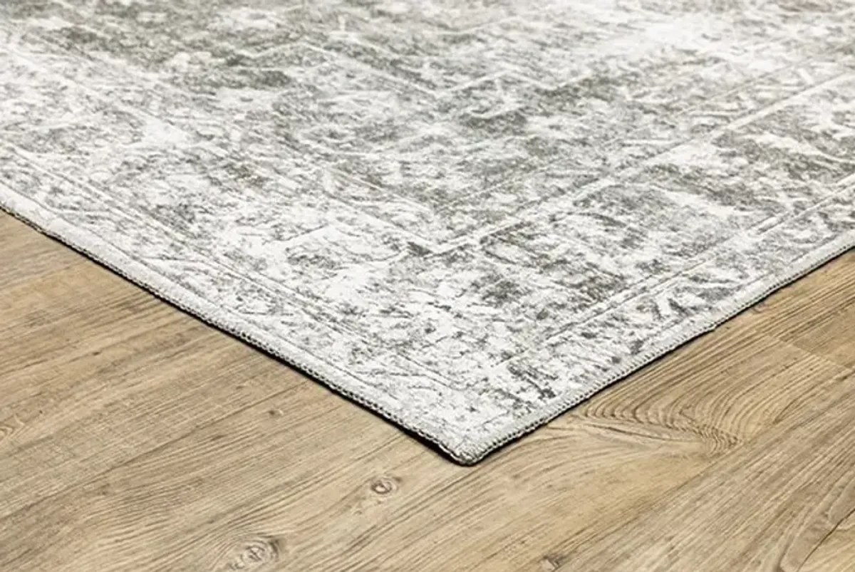 Malibu Grey/Ivory Area Rug 5'W x 7'L