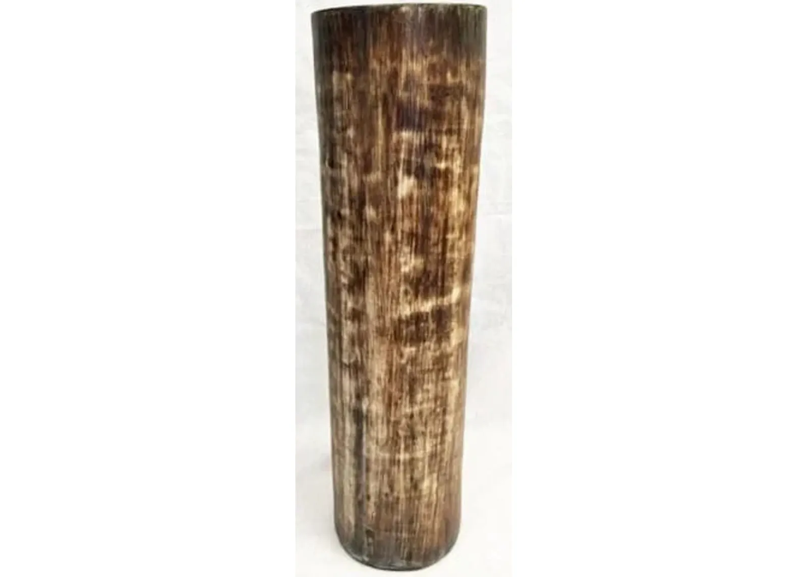 Small Walnut Cylinder Ceramic Floor Vase 10"W x 38"H