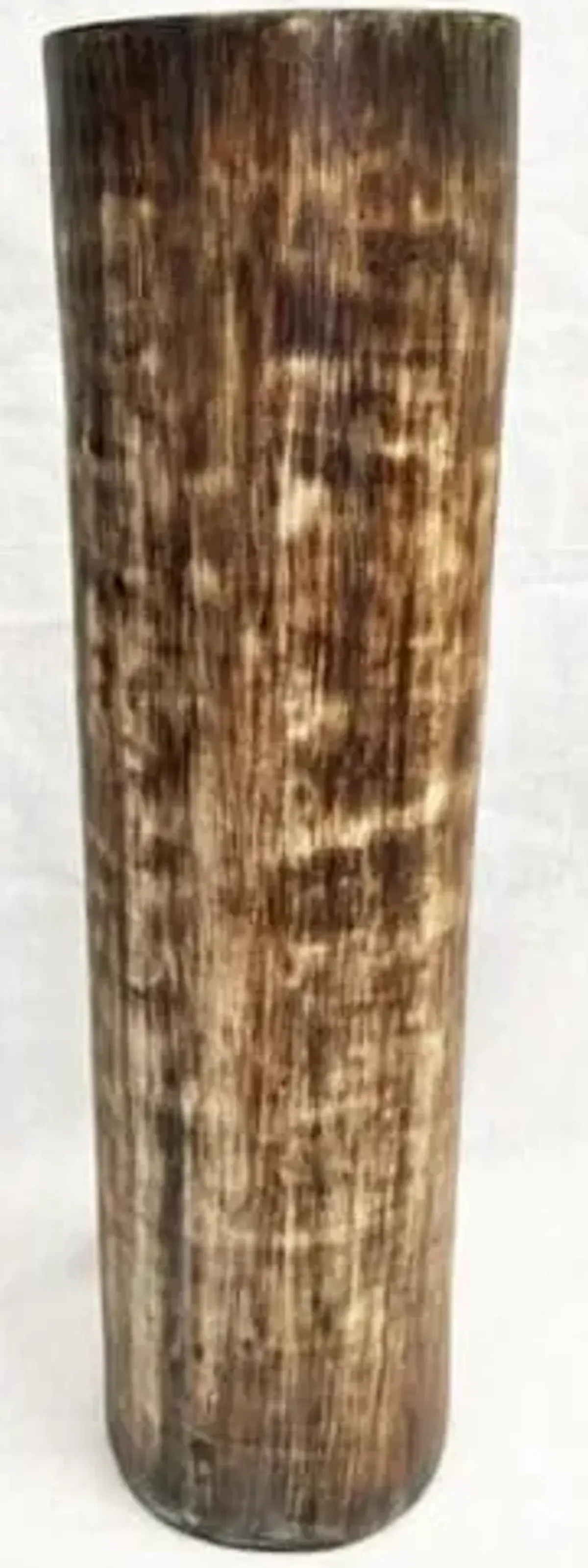 Small Walnut Cylinder Ceramic Floor Vase 10"W x 38"H