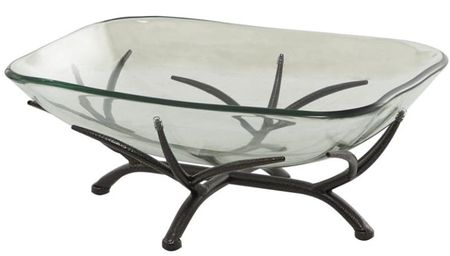 Glass and Metal Bowl with Stand 19"W x 8"H