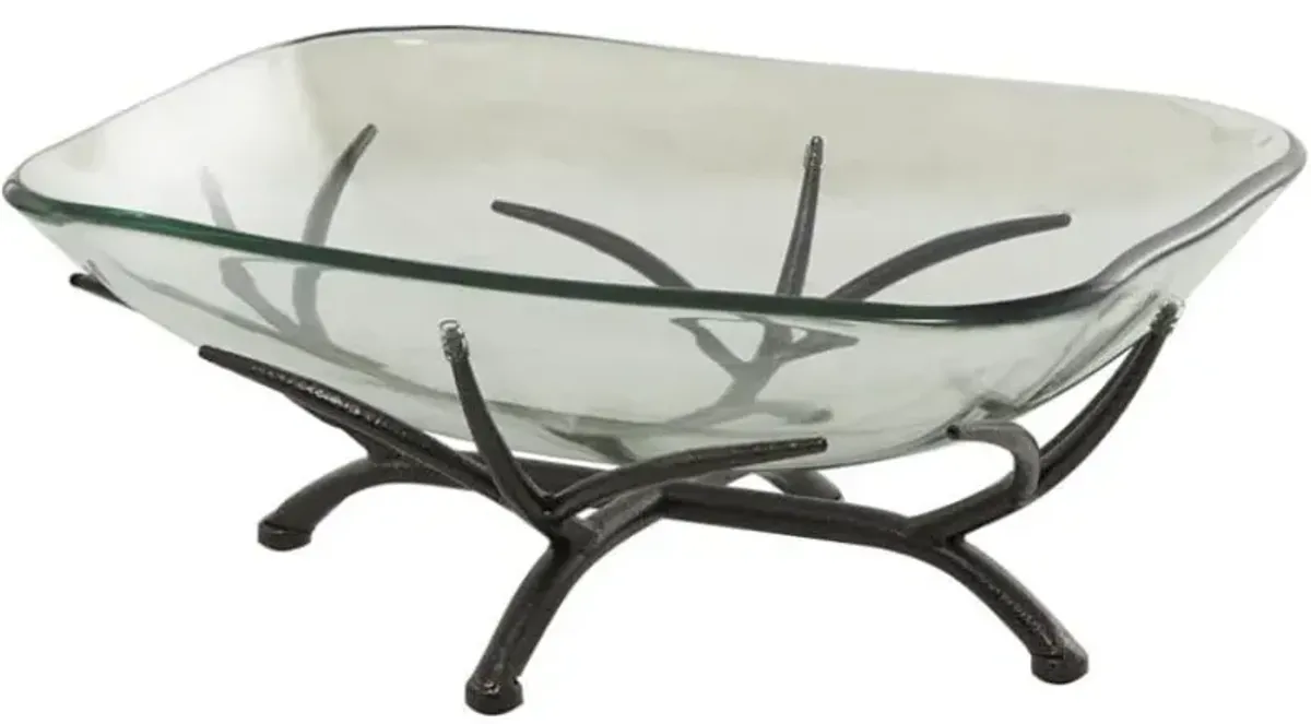 Glass and Metal Bowl with Stand 19"W x 8"H