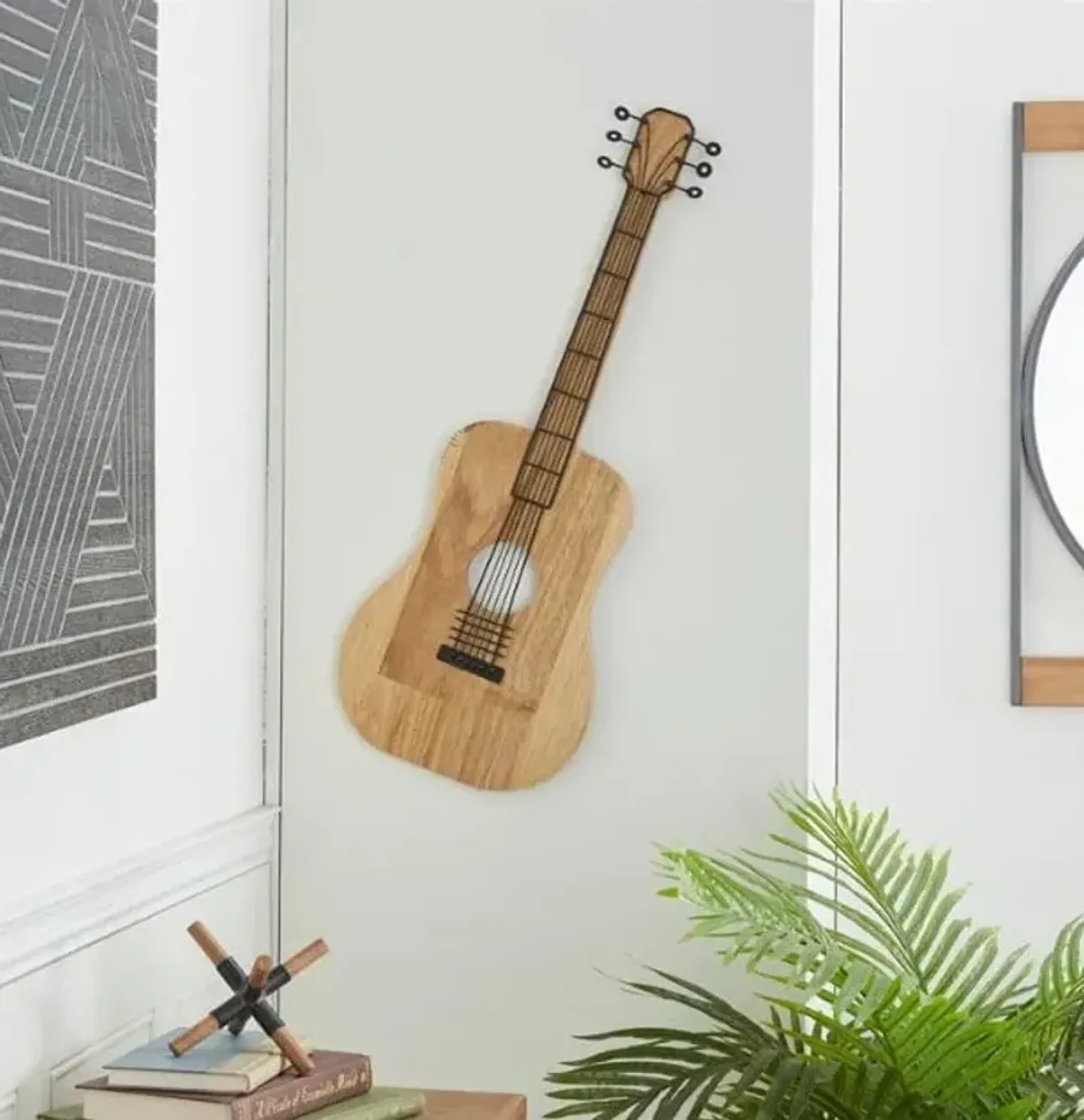 Wood Guitar Wall Décor 12"W x 31"H