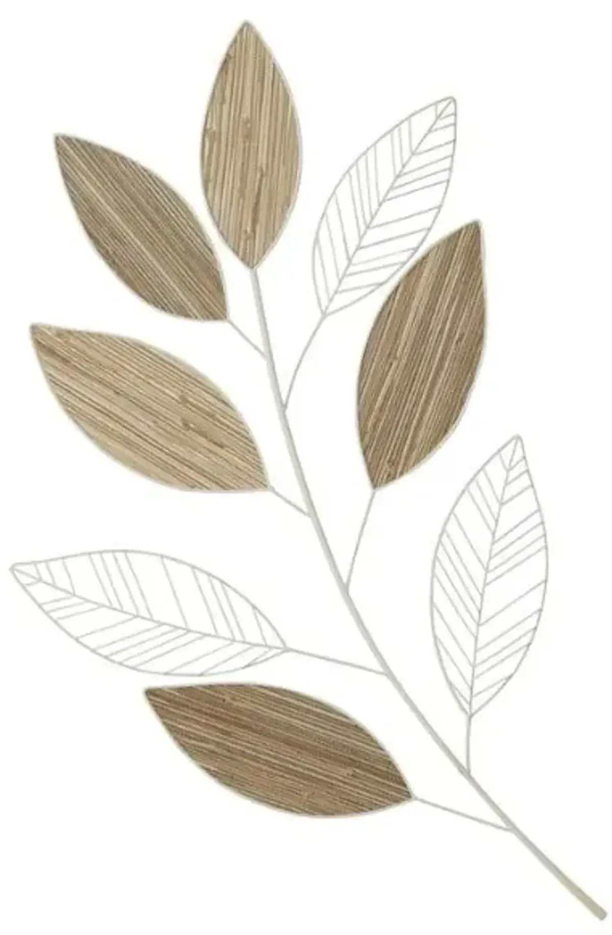 Metal and Wood Brown and Cream Leaves Wall Décor 21"W x 36"H