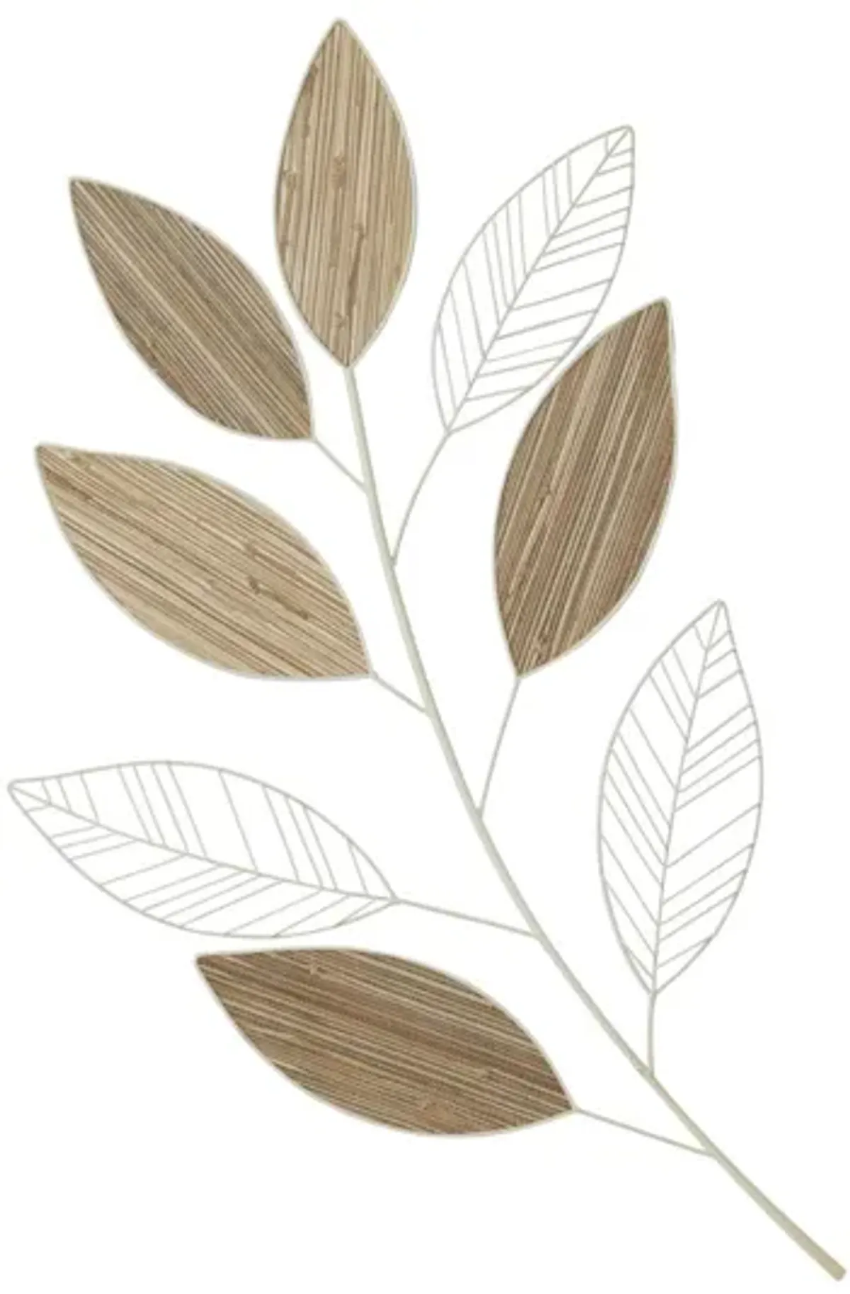 Metal and Wood Brown and Cream Leaves Wall Decor 21"W x 36"H