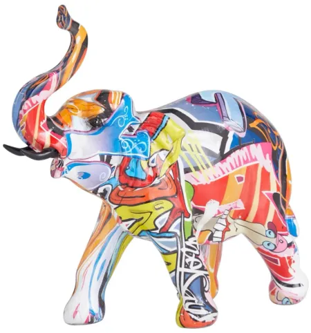 Multi Color Elephant Sculpture 13"W x 8"H