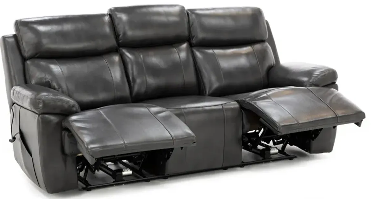 Direct Design Evanston Leather Fully Loaded Reclining Sofa with Air Massage & Drop Down Table in Dar