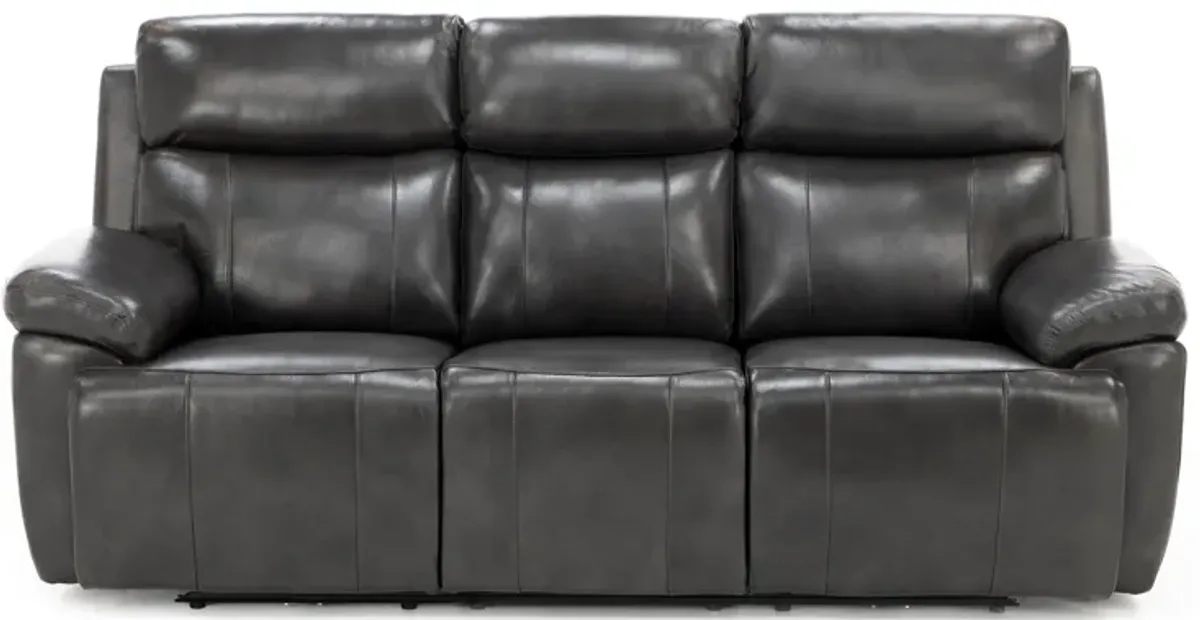 Direct Design Evanston Leather Fully Loaded Reclining Sofa with Air Massage & Drop Down Table in Dar