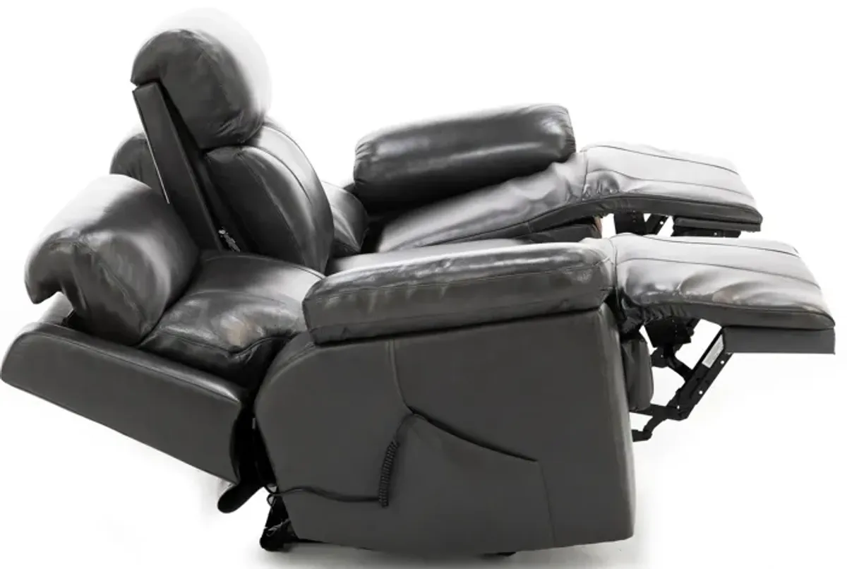 Direct Design Evanston Leather Fully Loaded Reclining Sofa with Air Massage & Drop Down Table in Dar