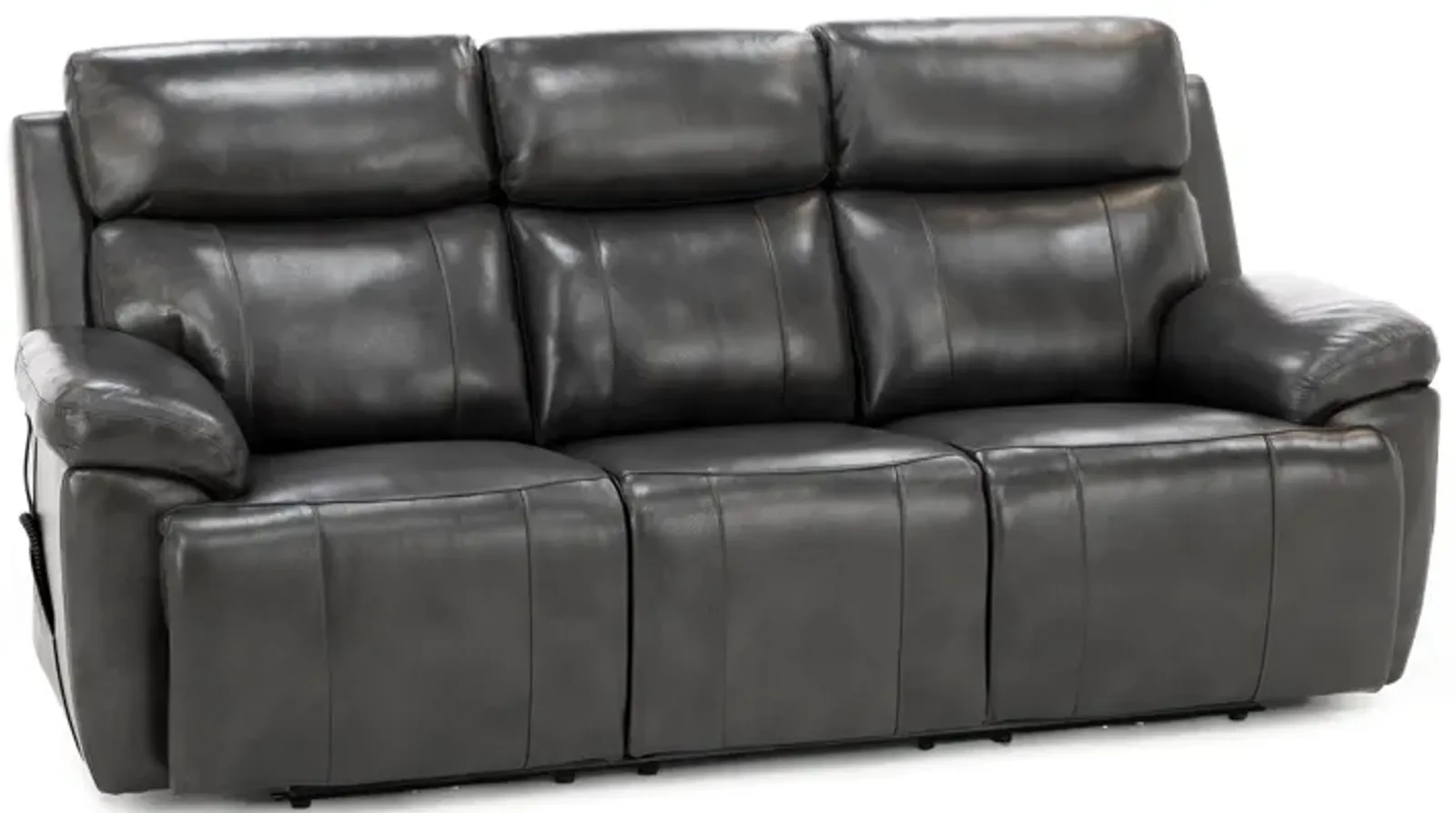 Direct Design Evanston Leather Fully Loaded Reclining Sofa with Air Massage & Drop Down Table in Dar