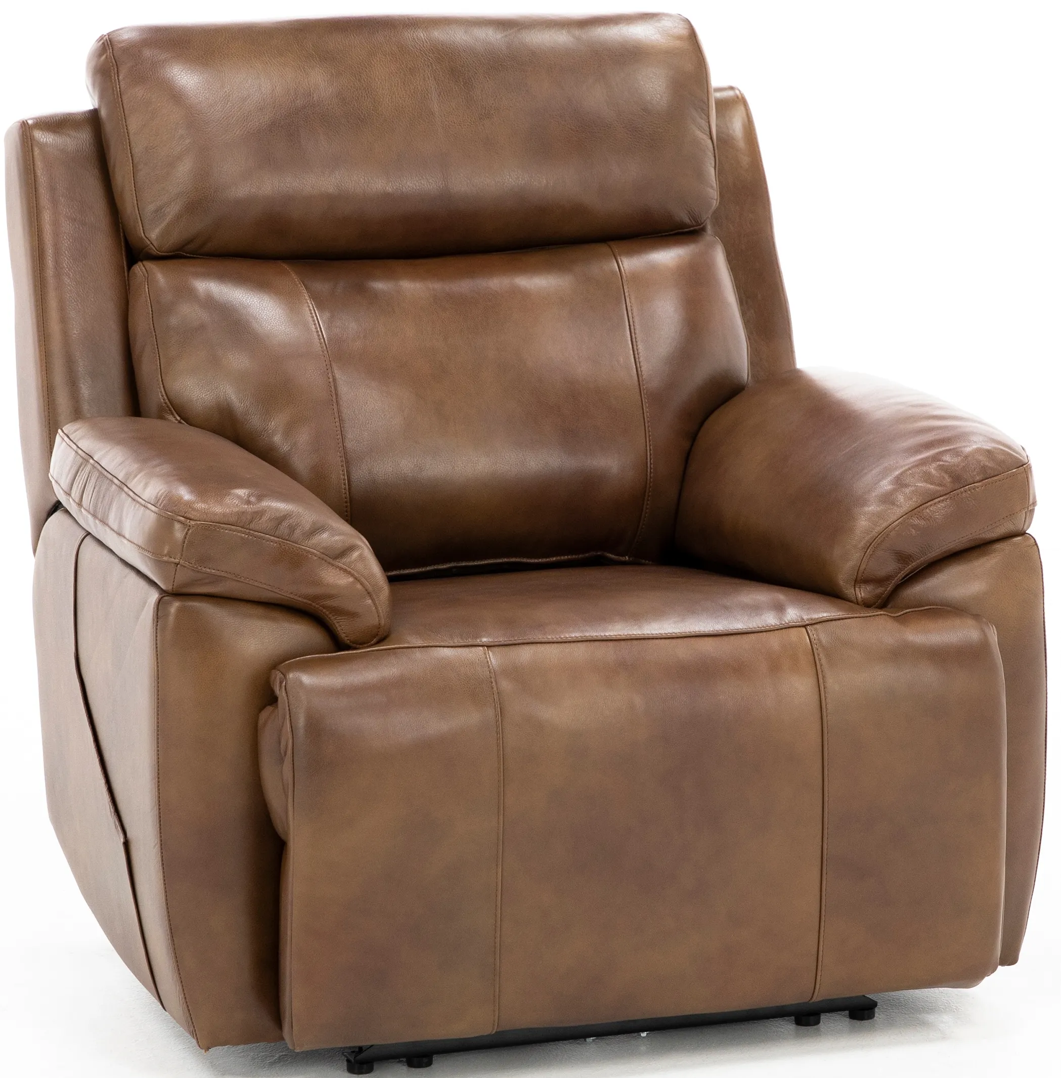 Direct Design Evanston Leather Fully Loaded Recliner with Air Massage in Caramel