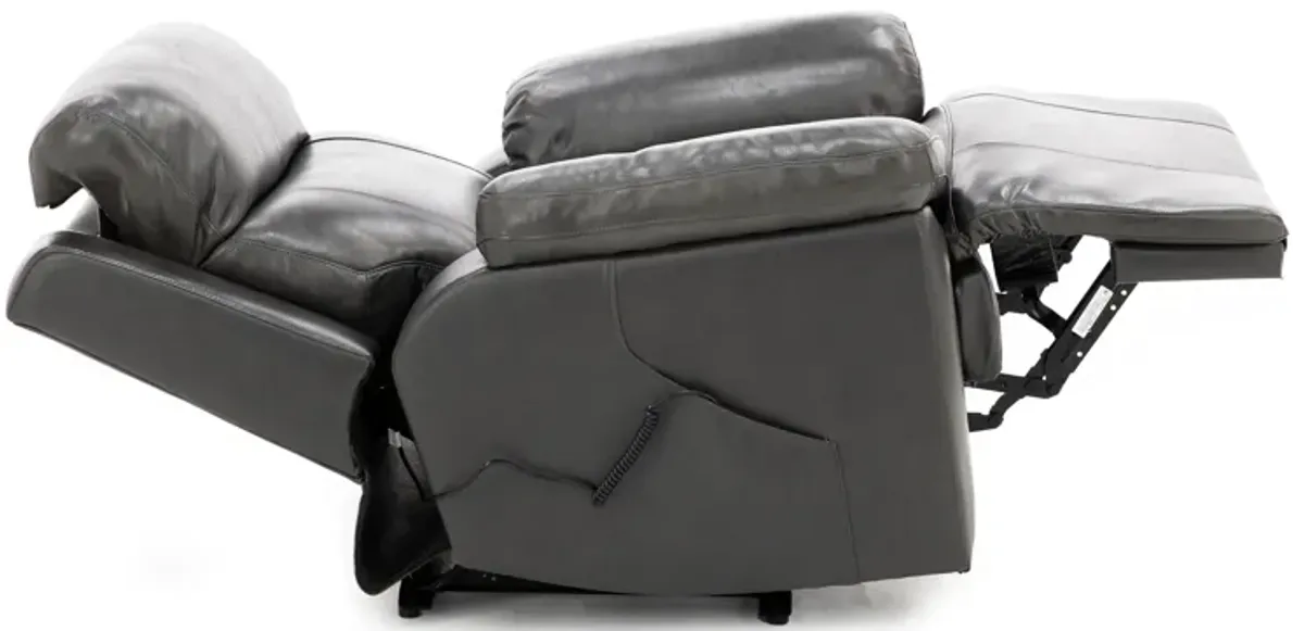 Direct Design Evanston Leather Fully Loaded Recliner with Air Massage in Dark Grey