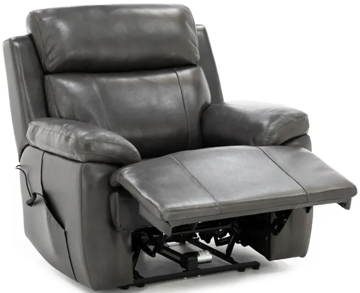 Direct Design Evanston Leather Fully Loaded Recliner with Air Massage in Dark Grey