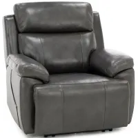 Direct Design Evanston Leather Fully Loaded Recliner with Air Massage in Dark Grey