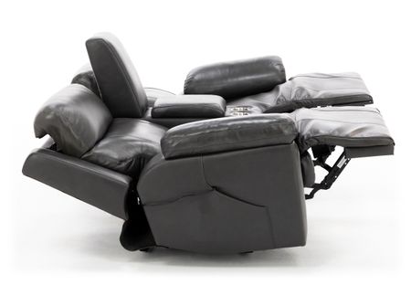 Direct Design Evanston Leather Fully Loaded Console Loveseat with Air Massage in Dark Grey