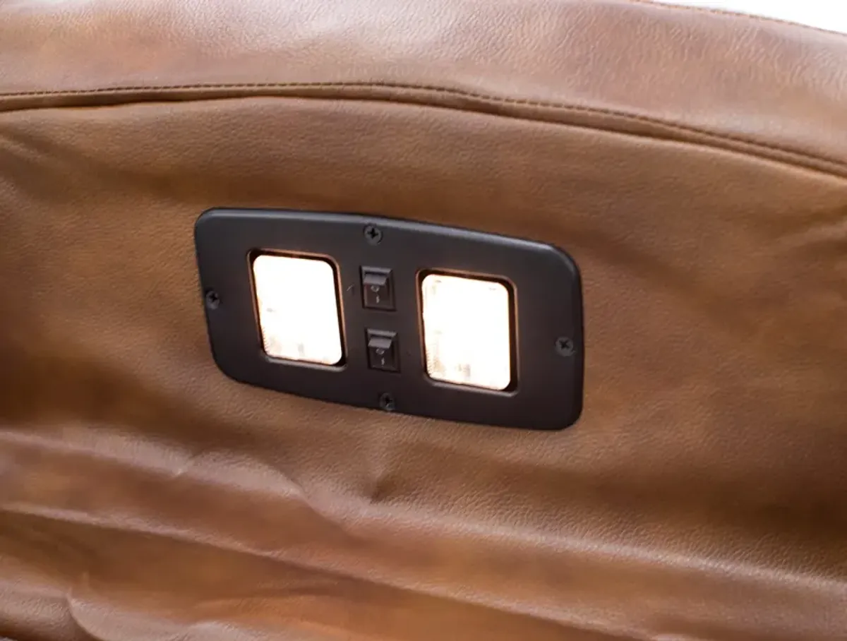 Direct Design Evanston Leather Fully Loaded Reclining Sofa with Air Massage & Drop Down Table in Car