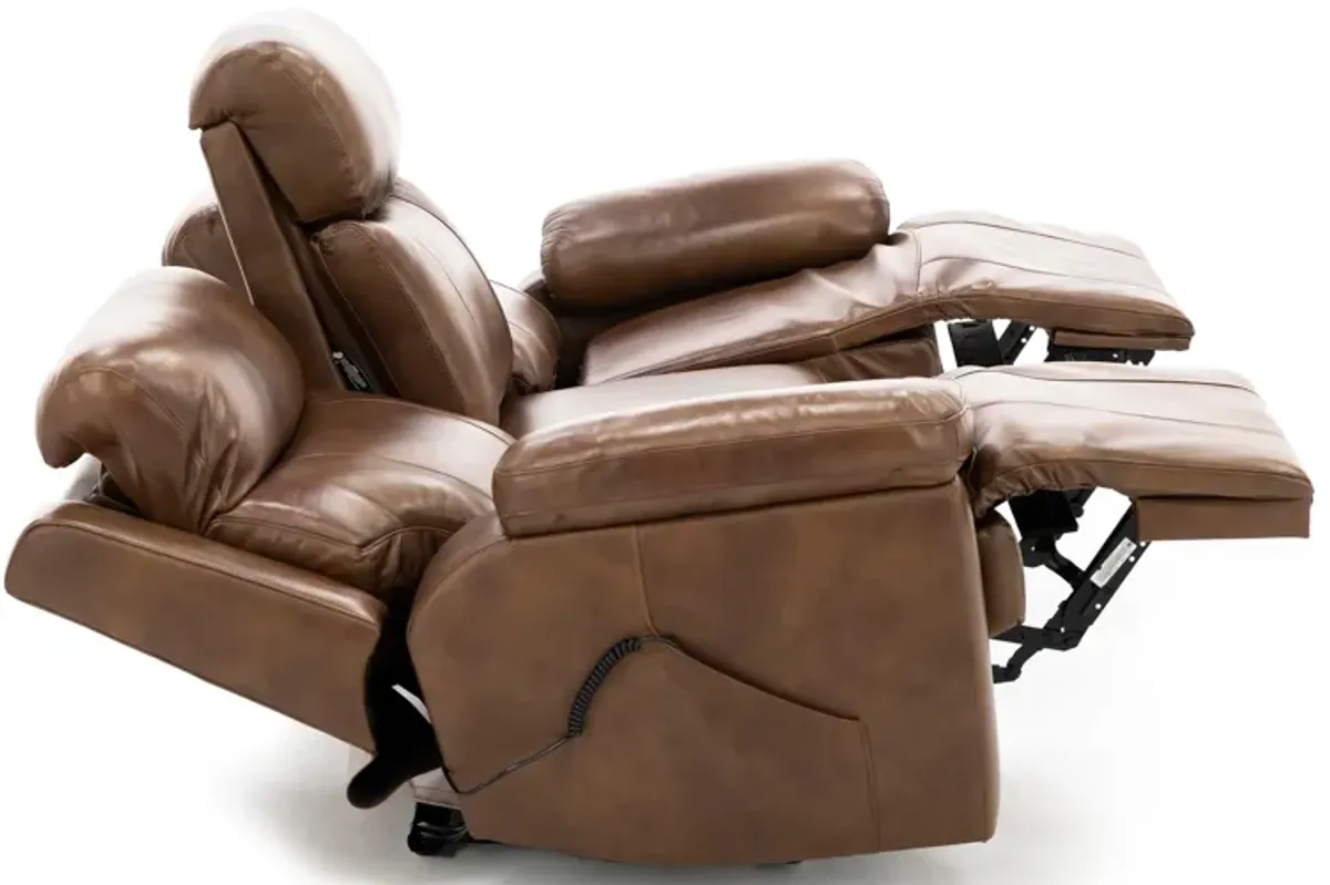 Direct Design Evanston Leather Fully Loaded Reclining Sofa with Air Massage & Drop Down Table in Car