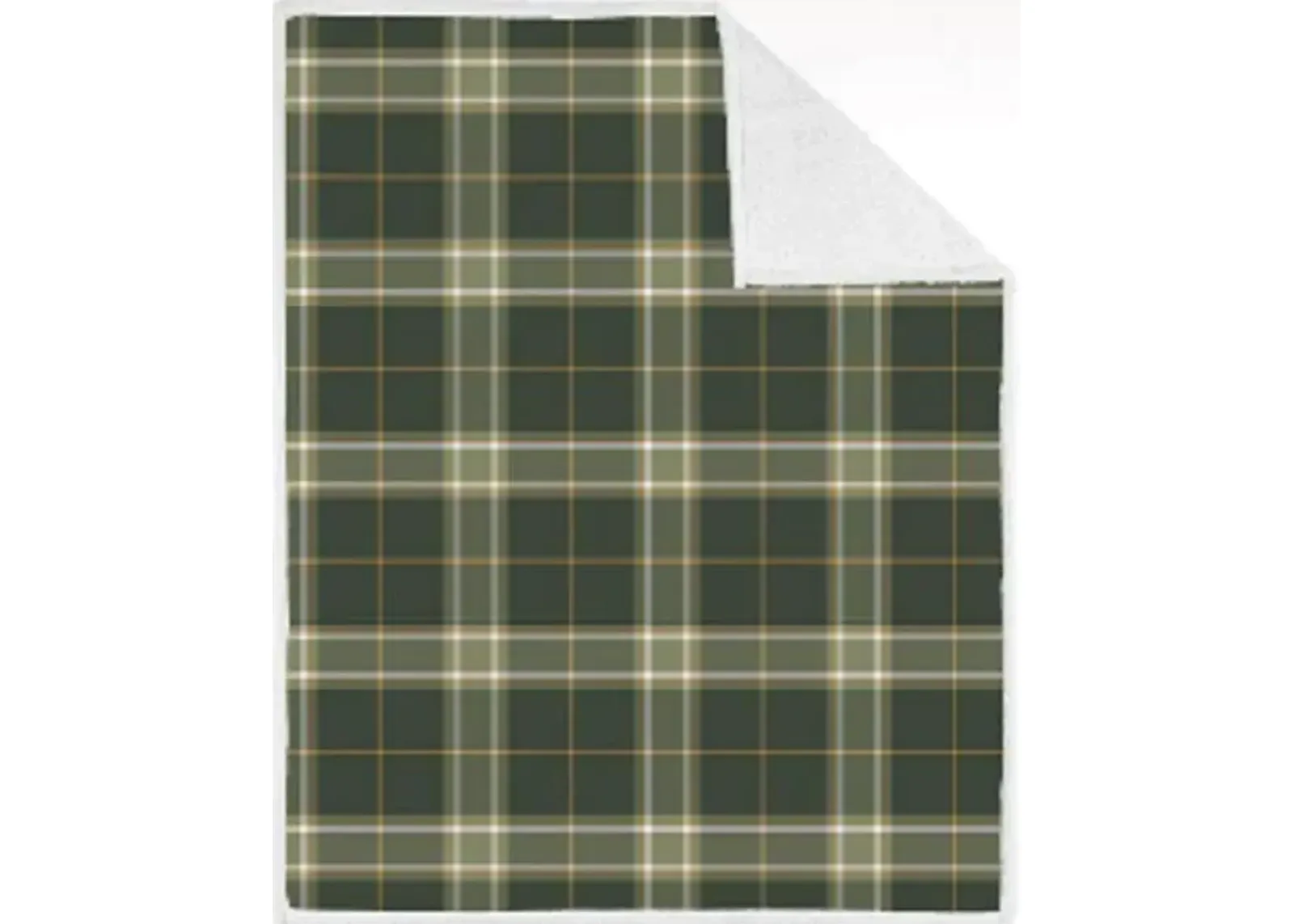 Green Plaid Sherpa Throw 40"W x 60"L