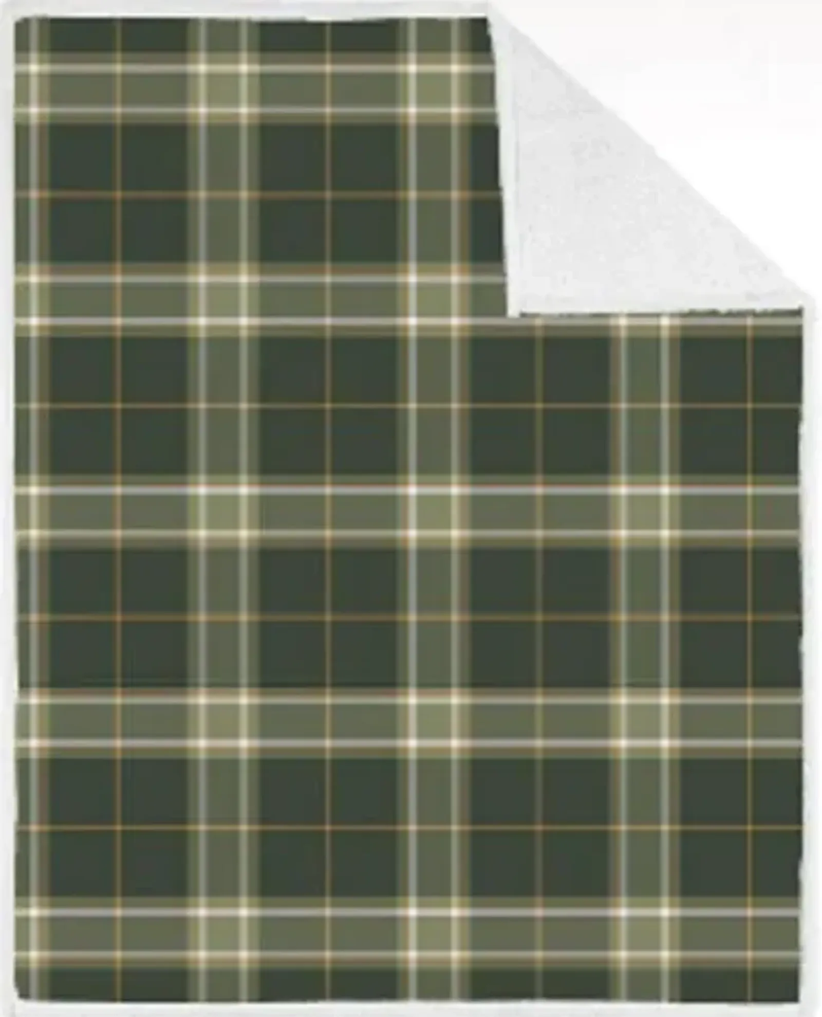 Green Plaid Sherpa Throw 40"W x 60"L