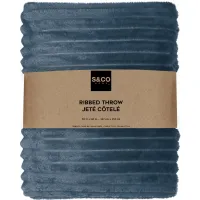 Drizzle Blue Chunky Soft Ribbed Throw 50"W x 60"L