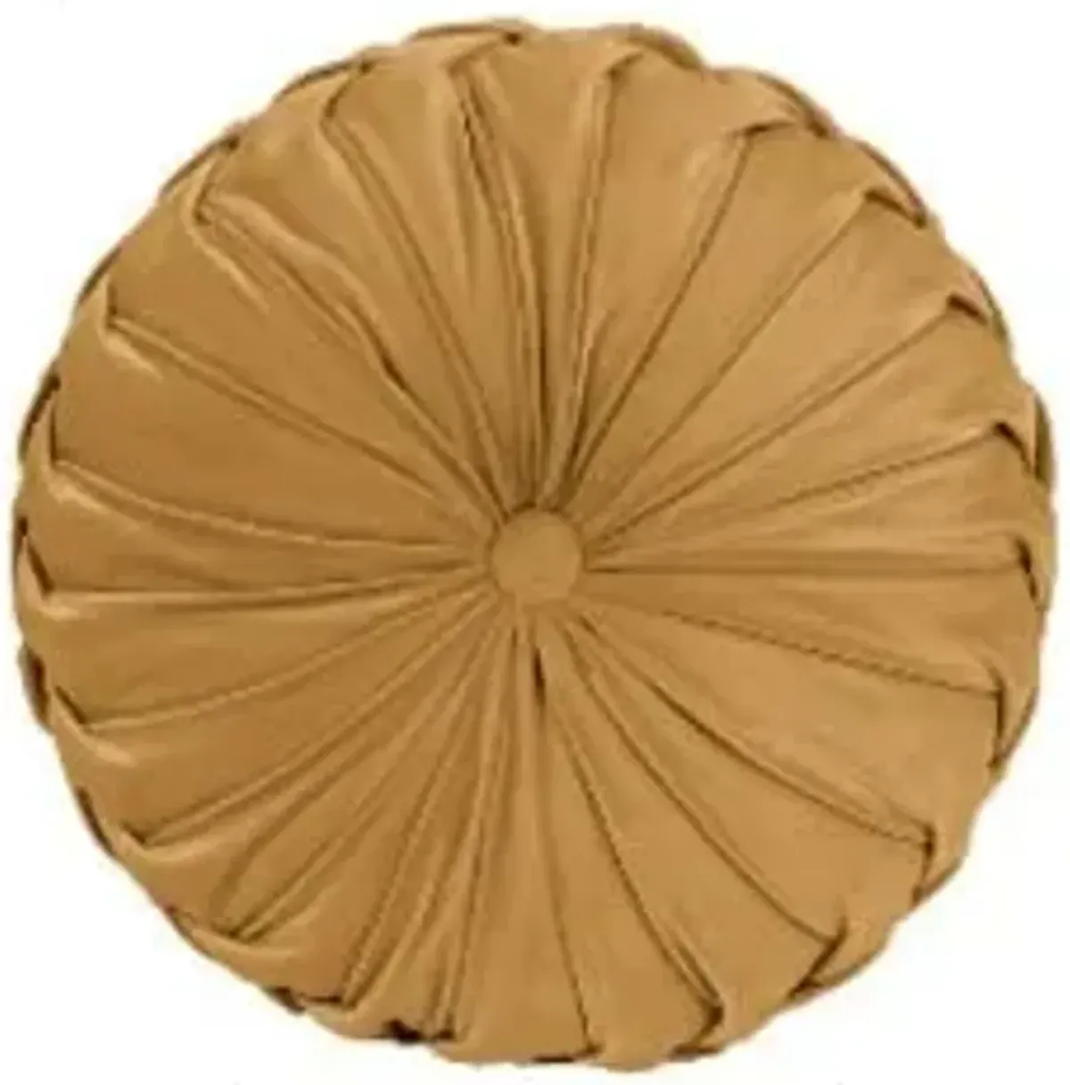 Honey Gold Velvet Pleated Round Pillow 14"
