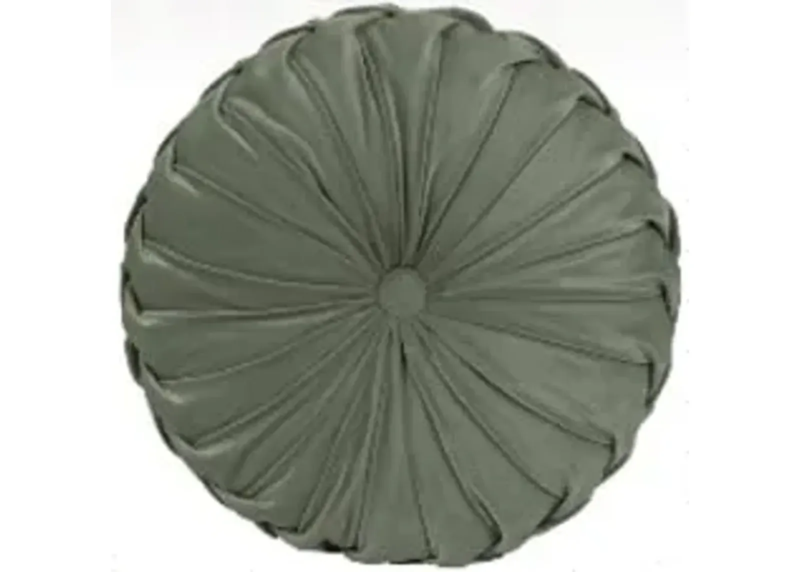 Moss Green Velvet Pleated Round Pillow 14"