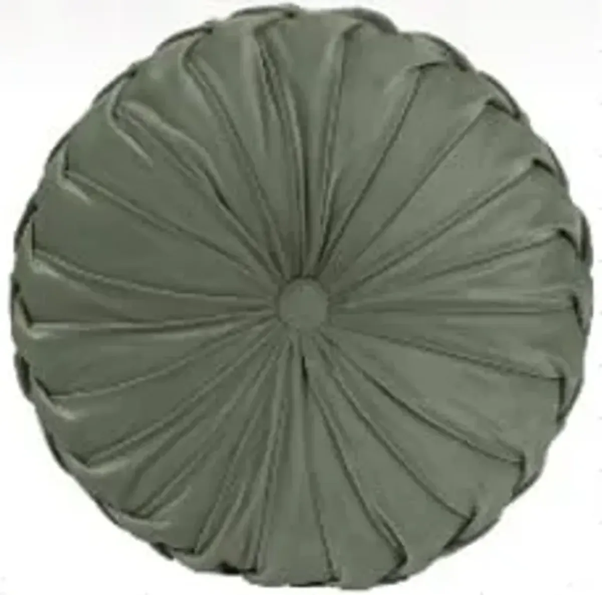 Moss Green Velvet Pleated Round Pillow 14"