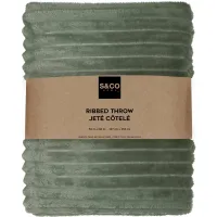 Moss Green Chunky Soft Ribbed Throw 50"W x 60"L