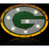 Recycled Metal Packers Logo Wall Décor with Bulbs 33"W x 24"H