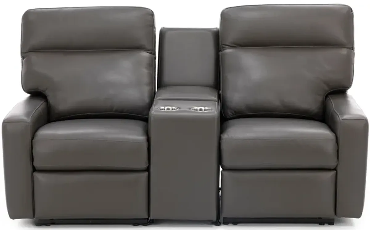 Design and Recline Lyndsey 2-Pc. Leather Fully Loaded Console Reclining Loveseat