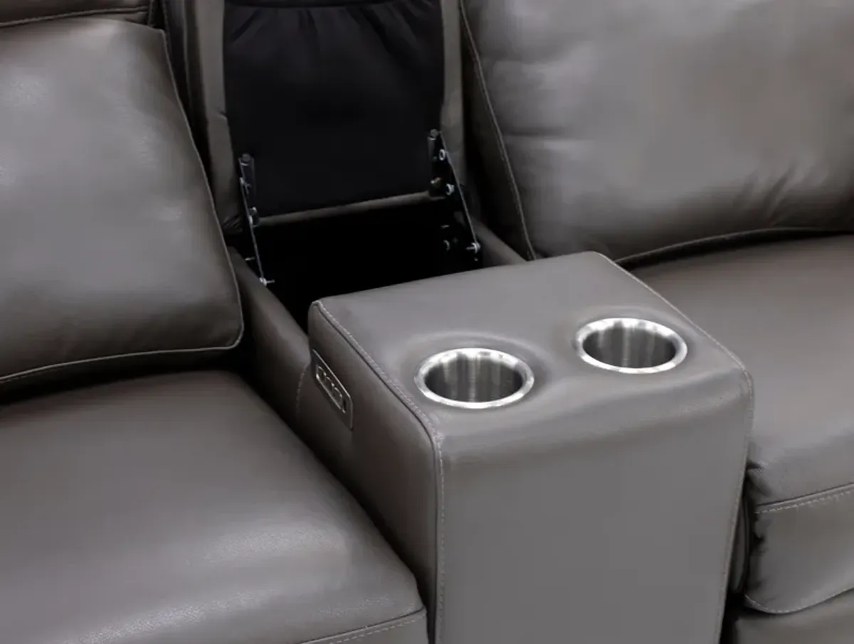 Design and Recline Lyndsey 2-Pc. Leather Fully Loaded Console Reclining Loveseat