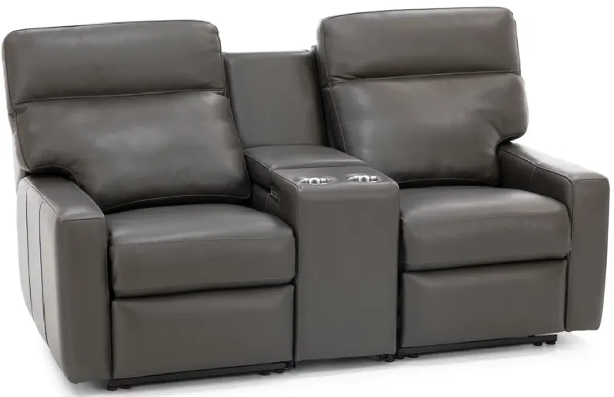 Design and Recline Lyndsey 2-Pc. Leather Fully Loaded Console Reclining Loveseat