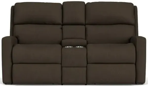 Catalina Power Headrest Reclining Console Loveseat in Steel