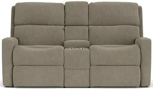 Catalina Power Headrest Reclining Console Loveseat in Dove
