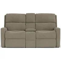 Catalina Power Headrest Reclining Console Loveseat in Dove