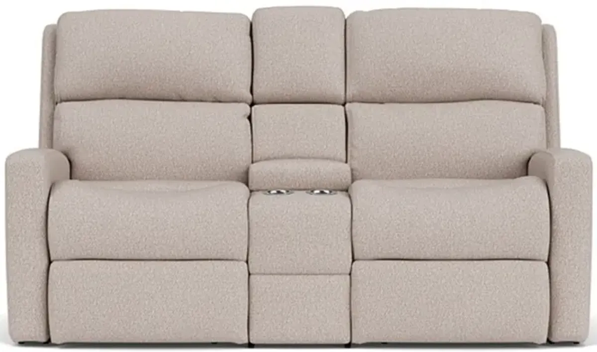 Catalina Power Headrest Reclining Console Loveseat in Linen