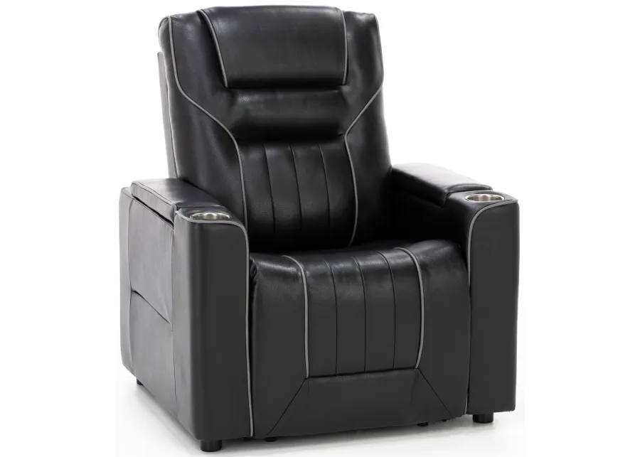 Cinema Leather Fully Loaded Multi-Media Recliner in Black